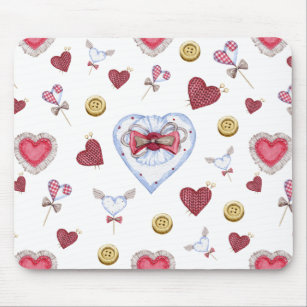 Love Heart Sewing Watercolor      Mouse Pad