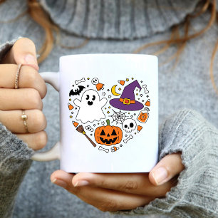 Love Heart Shape Halloween Birthday keepsakes Two-Tone Coffee Mug