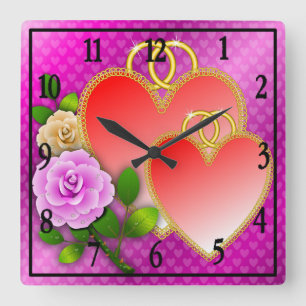 Love Heart Shapes-20362 Square Wall Clock