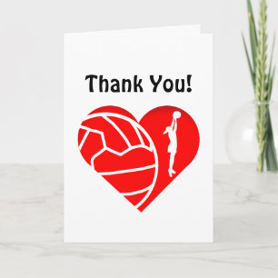 Love Heart Silhouette Netball Thank You Card