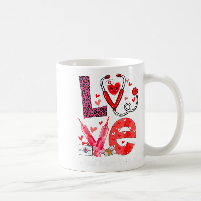 Love Heart Stethoscope Healthcare Worker Funny Val Coffee Mug (Right)