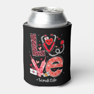 LOVE Heart Stethoscope Scrub Life Funny Nurse Vale Can Cooler