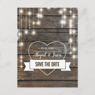 Love heart String of lights Save The Date Announcement Postcard