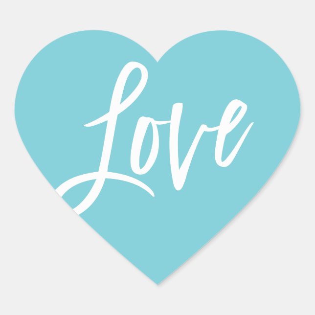 LOVE HEART stylish handlettered aqua watercolor Sticker (Front)