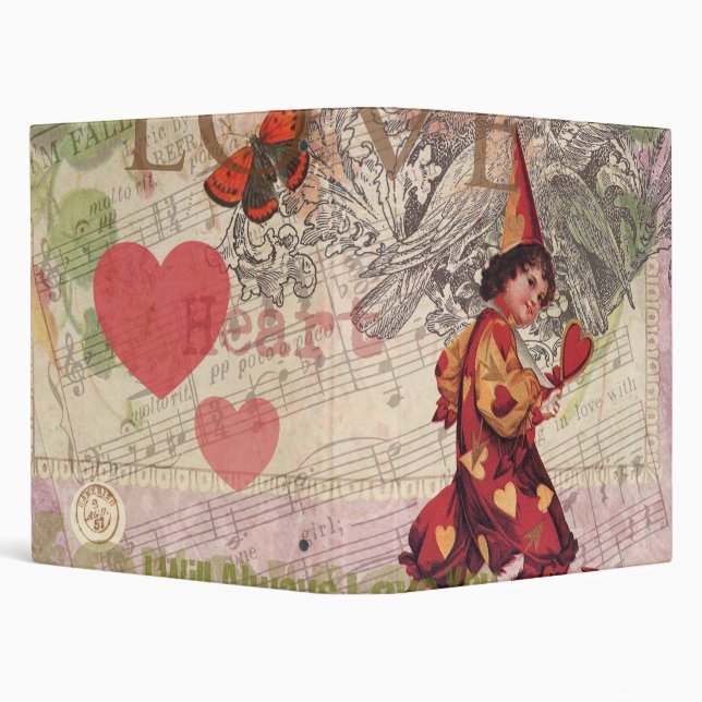 Love Heart Sweetheart Valentine Cherub Binder (Background)