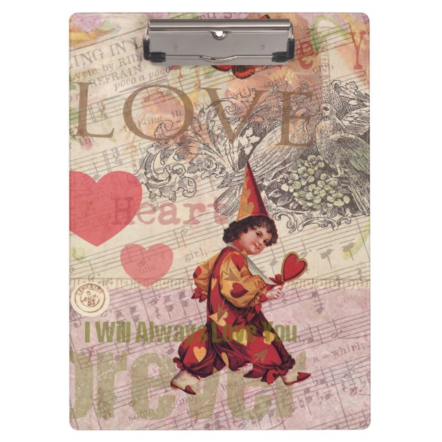 Love Heart Sweetheart Valentine Cherub Clipboard (Front)