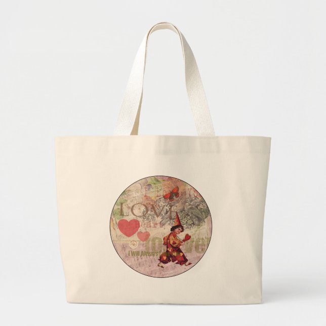 Love Heart Sweetheart Valentine Cherub Large Tote Bag (Front)