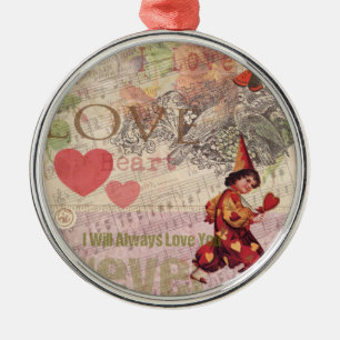 Love Heart Sweetheart Valentine Cherub Metal Ornament