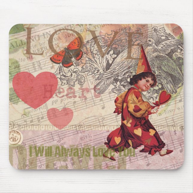 Love Heart Sweetheart Valentine Cherub Mouse Pad (Front)