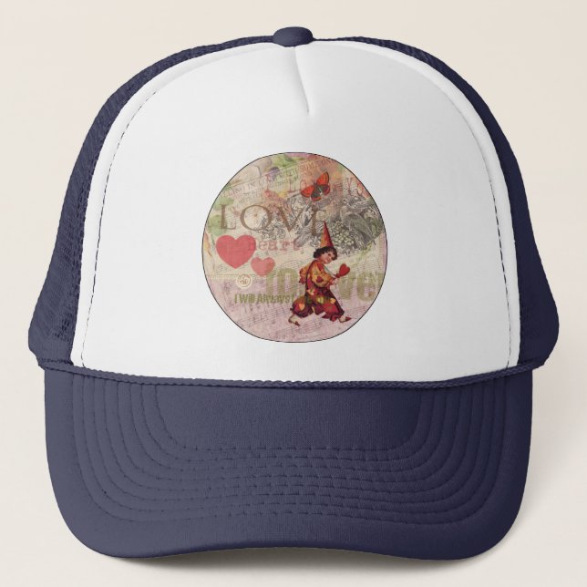 Love Heart Sweetheart Valentine Cherub Trucker Hat (Front)