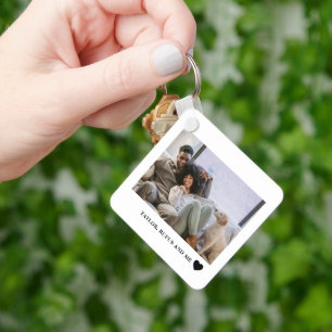 Love Heart Text and 2 Photographs Keychain