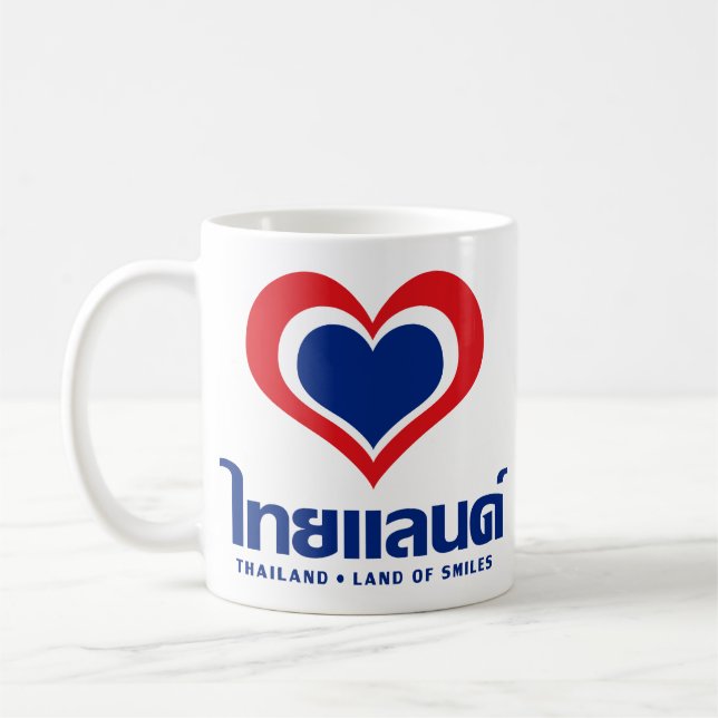Love [Heart] Thailand ♦ Thai Language Script ♦ Coffee Mug (Left)