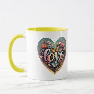 Love heart tote bag mug