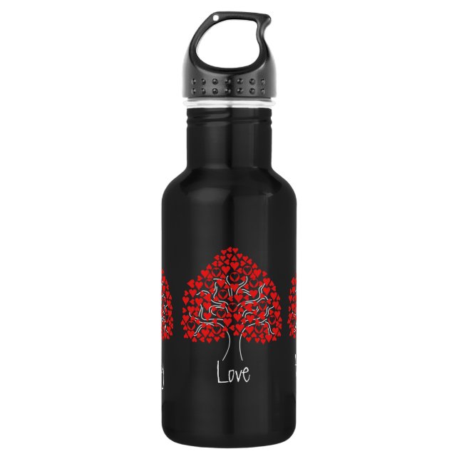 Love Heart Tree Black Bottle (Front)