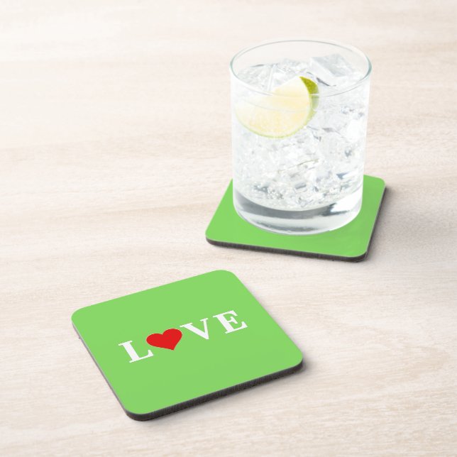 LOVE, Heart, Typography, Text Based, Minimalist,   Coaster (Right Side)