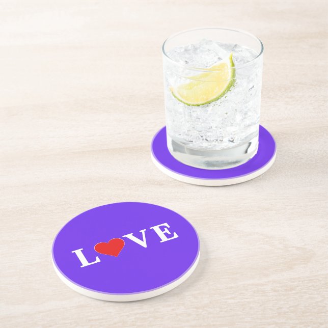 LOVE, Heart, Typography, Text Based, Minimalist,   Coaster (Side)