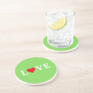 LOVE, Heart, Typography, Text Based, Minimalist, Coaster