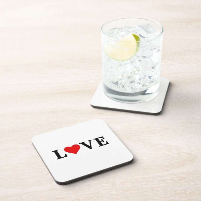 LOVE, Heart, Typography, Text Based, Minimalist,   Coaster (Right Side)