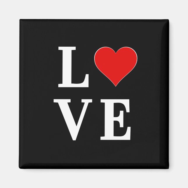 LOVE, Heart, Typography, Text Based, Minimalist,   Magnet (Front)