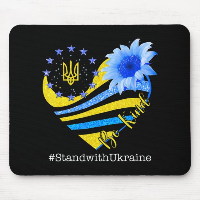 Love Heart Ukraine Be Kind Stand With Ukraine Ukra Mouse Pad (Front)