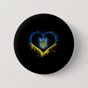 Love Heart Ukraine Ukrainian Flag Stand With Ukrai 2 Inch Round Button
