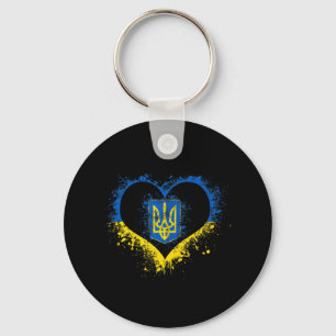 Love Heart Ukraine Ukrainian Flag Stand With Ukrai Keychain