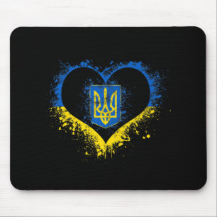 Love Heart Ukraine Ukrainian Flag Stand With Ukrai Mouse Pad