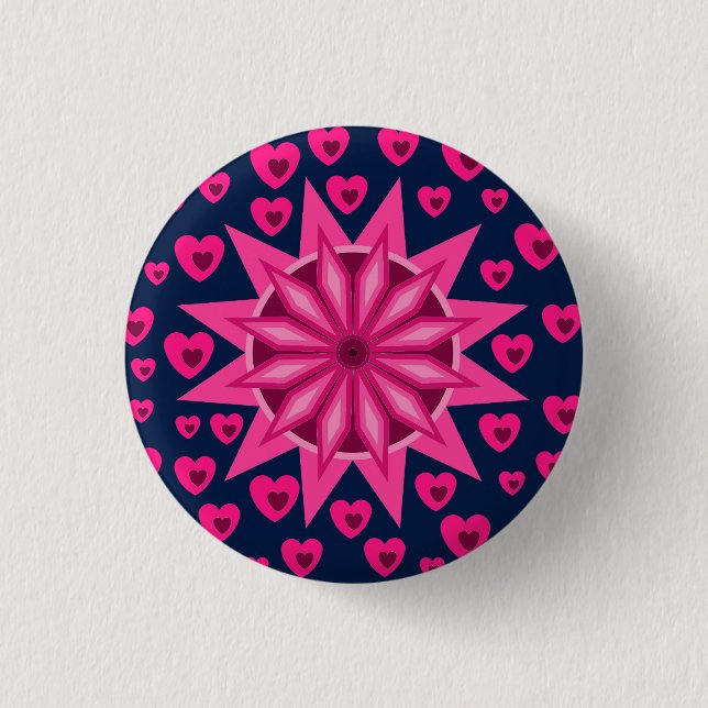 LOVE HEART VALENTINE BIRTHDAY GIFT 1 INCH ROUND BUTTON (Front)