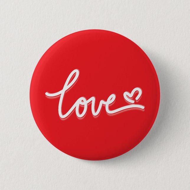 Love Heart Valentines 2 Inch Round Button (Front)