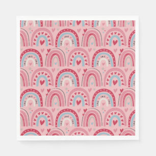 Love Heart Valentines Day Rainbow  Napkin
