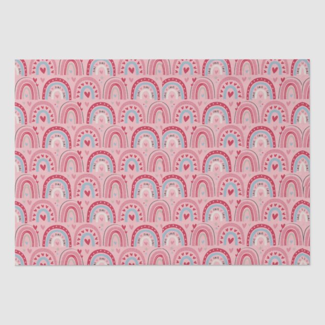 Love Heart Valentines Day Rainbow   Tissue Paper (Front)