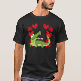 Love Heart Valentine's Day Roses Alligators Boys K T-Shirt