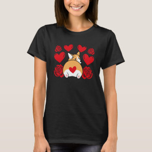 Love Heart Valentine's Day Roses Corgis Boys Kids  T-Shirt