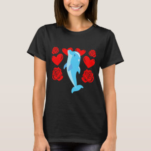 Love Heart Valentines Day Roses Dolphin Boys Kids T-Shirt
