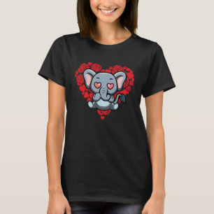 Love Heart Valentine's Day Roses Elephant Boys Kid T-Shirt