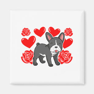 Love Heart Valentines Day Roses French Bulldog Bo  Magnet