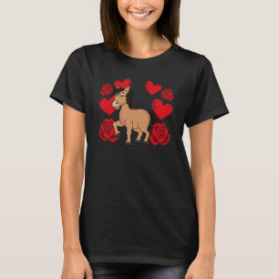 Love Heart Valentine's Day Roses Horse Boys Kids   T-Shirt