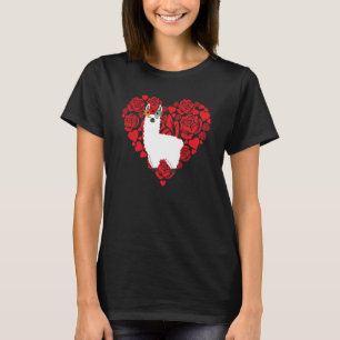 Love Heart Valentine's Day Roses Llama Boys Kids T-Shirt