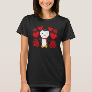 Love Heart Valentine's Day Roses Penguin Boys Kids T-Shirt