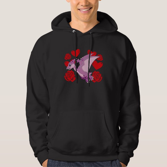 Love Heart Valentine's Day Roses Pterodactyl Boys  Hoodie (Front)