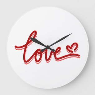 Love Heart Valentines Large Clock