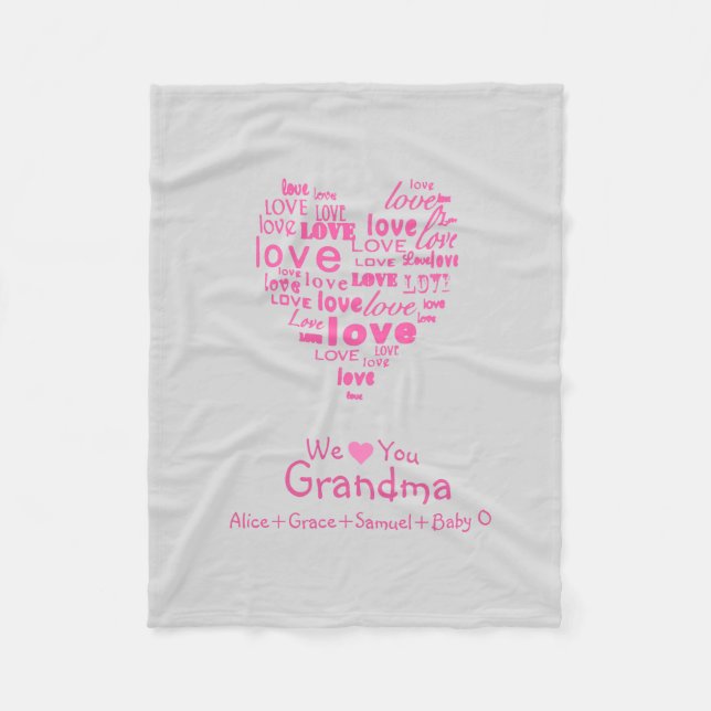 Love Heart "We Love You" Any Colour Personalized Fleece Blanket (Front)