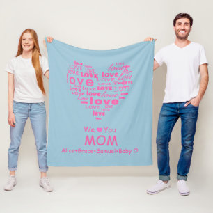 Love Heart "We Love You" Personalized for HER Fleece Blanket