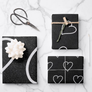 Love Heart White Glitter Valentine's Wrapping Pape Paper Sheet