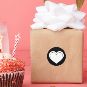 Love Heart White Sticker rond de Saint-Valentin cl