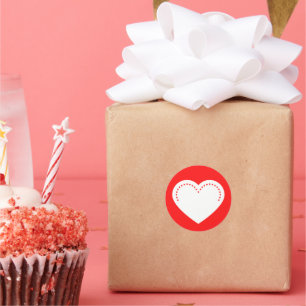 Love Heart White Valentine's Classic Round Sticker