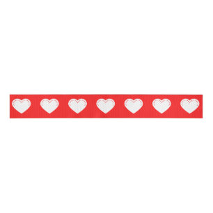 Love Heart White Valentine's Grosgrain Ribbon