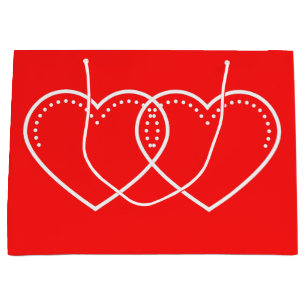 Love Heart White Valentine's Large Cadeau Sac