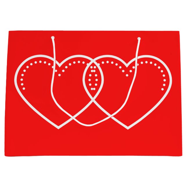 Love Heart White Valentine's Large Cadeau Sac (Devant)