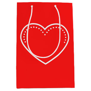 Love Heart White Valentine's Medium Cadeau Sac